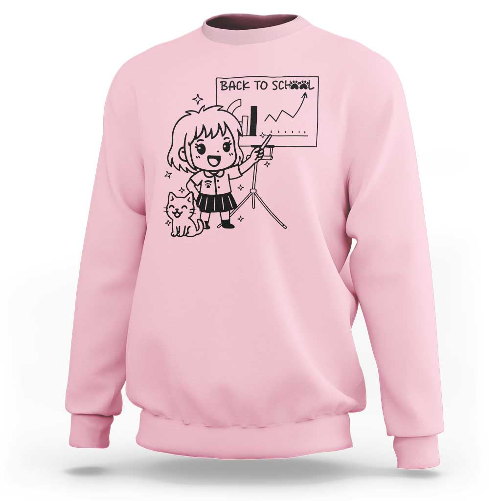 Back To school Sweatshirt Funny Teacher Teaching Cat Lover Gift - Wonder Print Shop