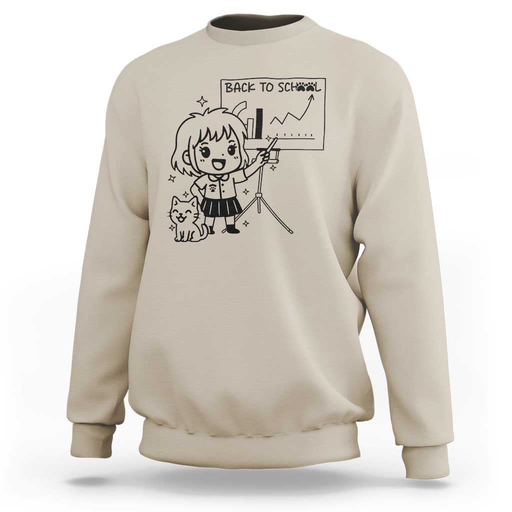 Back To school Sweatshirt Funny Teacher Teaching Cat Lover Gift - Wonder Print Shop