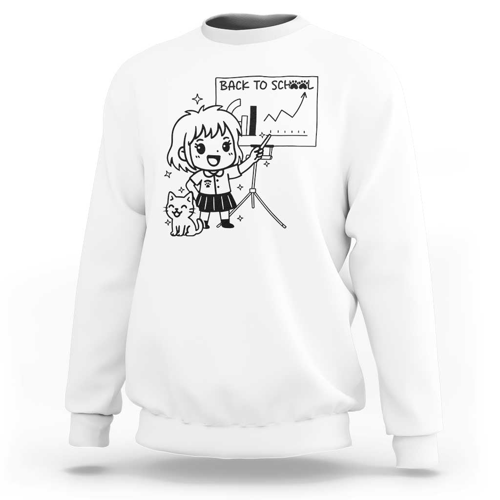 Back To school Sweatshirt Funny Teacher Teaching Cat Lover Gift - Wonder Print Shop