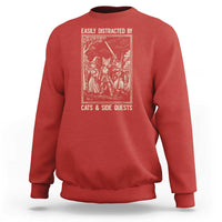 Easily Distracted By Cats And Side Quests Sweatshirt Vintage Gaming Cat Lover Gift