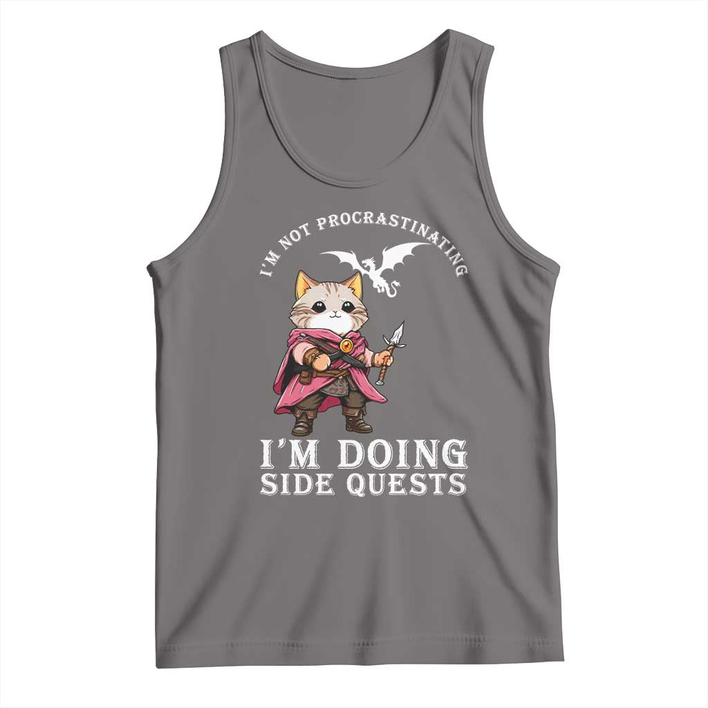 Im Not Procrastinating Im Doing Side Quests Tank Top Funny RPG Gamer Cat Lover Gift