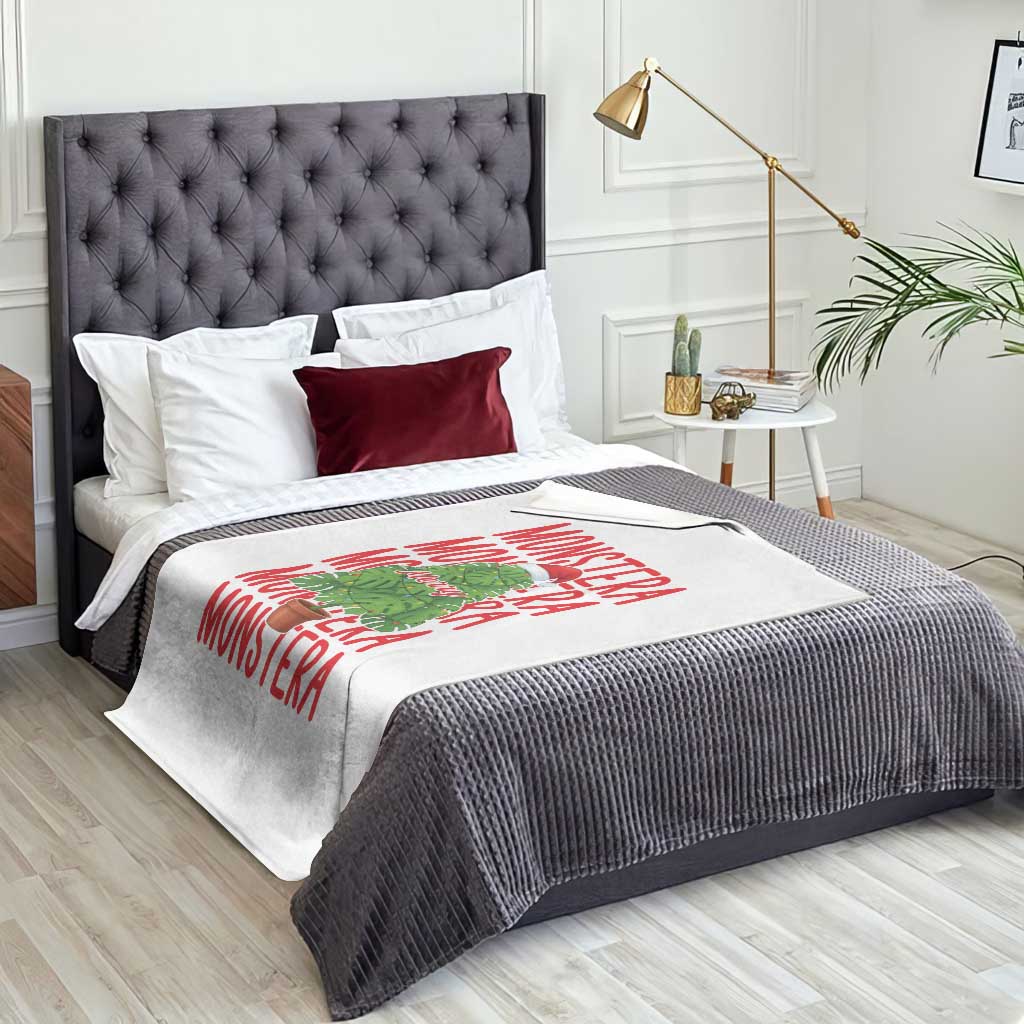 Merry Monstera Throw Blanket Plant Lover Christmas Gift - Wonder Print Shop