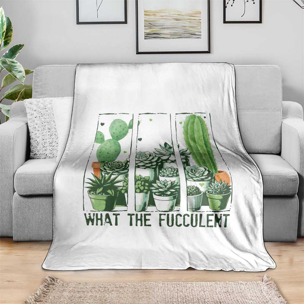 Funny Cactus Plant Lover Throw Blanket What The Fucculent - Wonder Print Shop