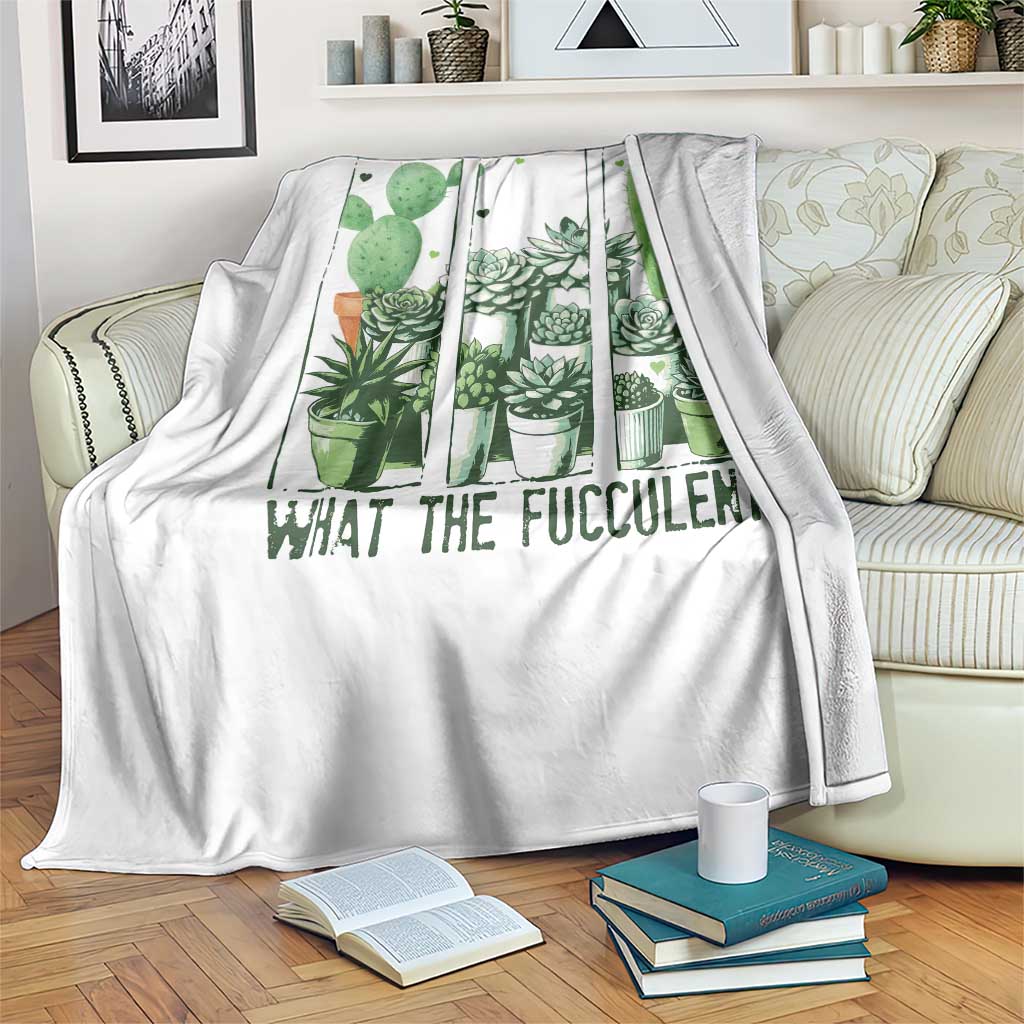 Funny Cactus Plant Lover Throw Blanket What The Fucculent - Wonder Print Shop
