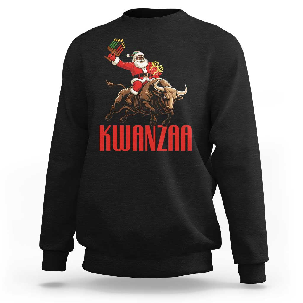 Happy Kwanzaa Sweatshirt Rodeo Black Santa African American Holiday Gift - Wonder Print Shop