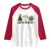 Christmas Hanukkah Kwanzaa Celebration Gift Raglan Shirt Happy Holidays - Wonder Print Shop