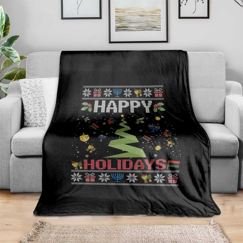 Happy Holidays For All Christmas Hanukkah Kwanzaa Gift Throw Blanket - Wonder Print Shop