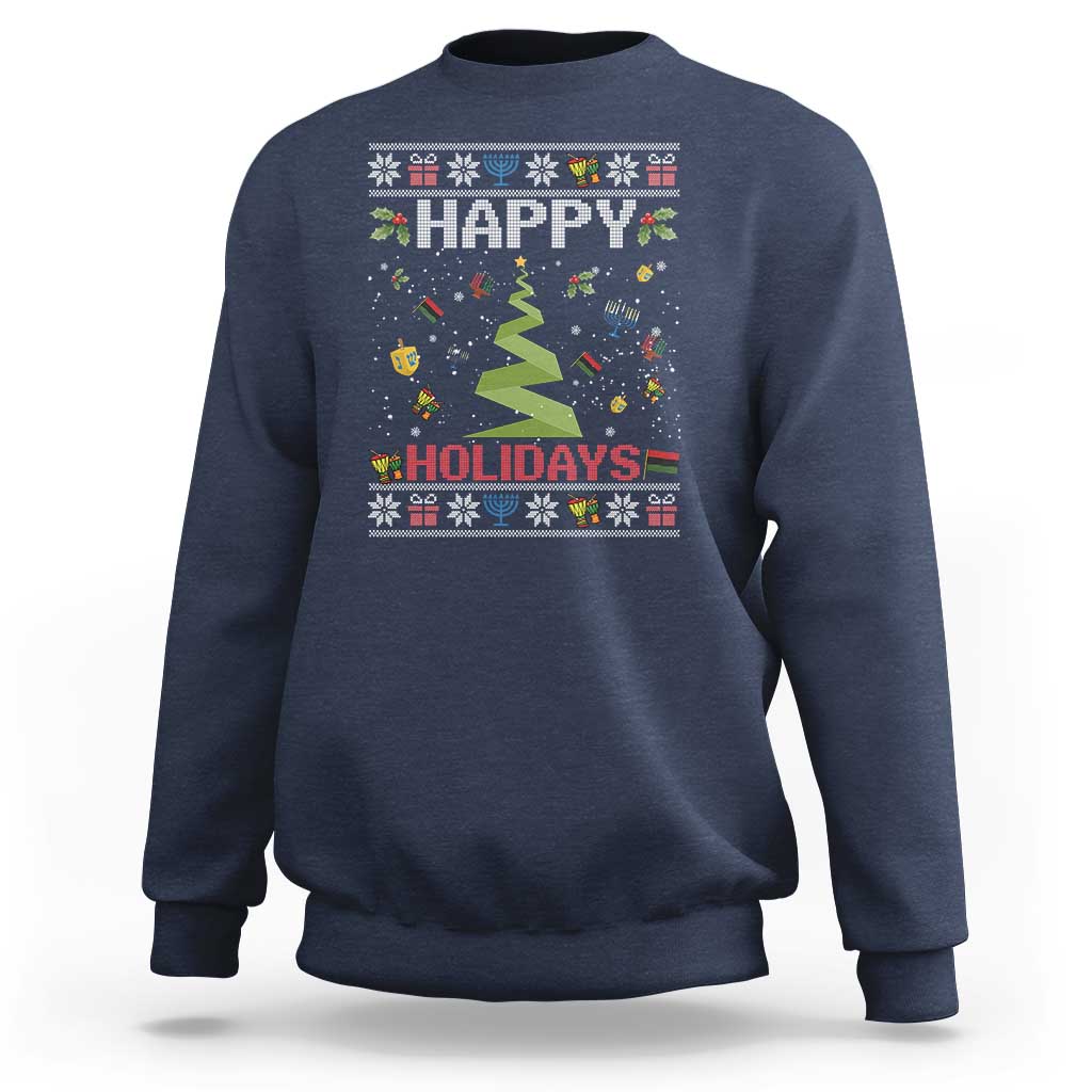 Happy Holidays For All Christmas Hanukkah Kwanzaa Gift Sweatshirt - Wonder Print Shop