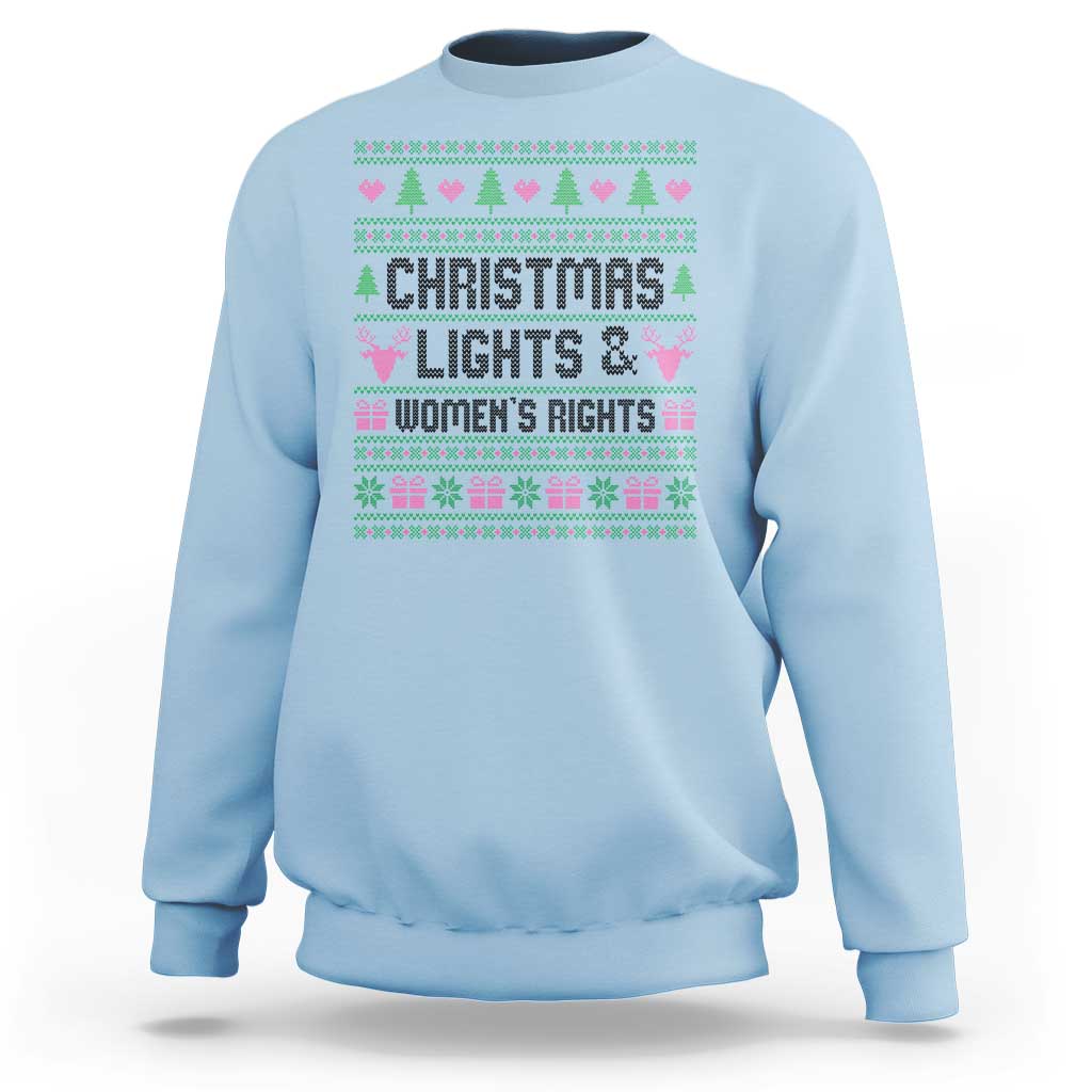 Christmas Lights And Womens Rights Sweatshirt Equality Feminist Gift - Wonder Print Shop