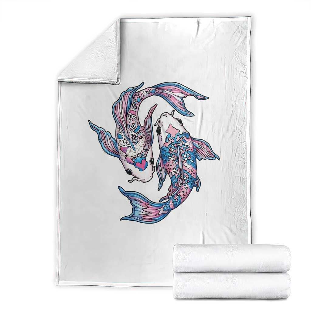 Transgender Ally Koi Fish Throw Blanket Funny Japanese Art Graphic