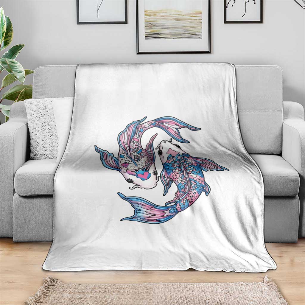 Transgender Ally Koi Fish Throw Blanket Funny Japanese Art Graphic