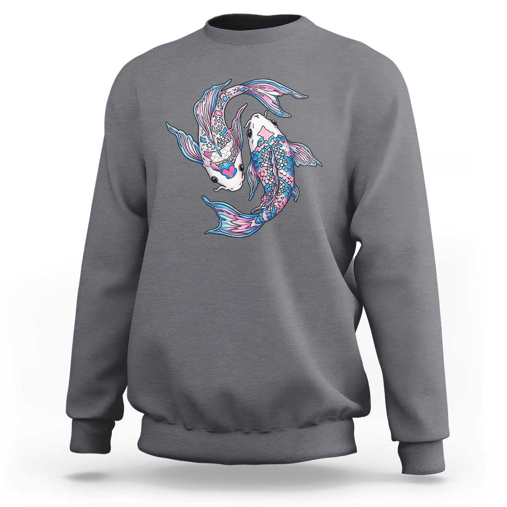 Transgender Ally Koi Fish Sweatshirt Funny Japanese Art Graphic
