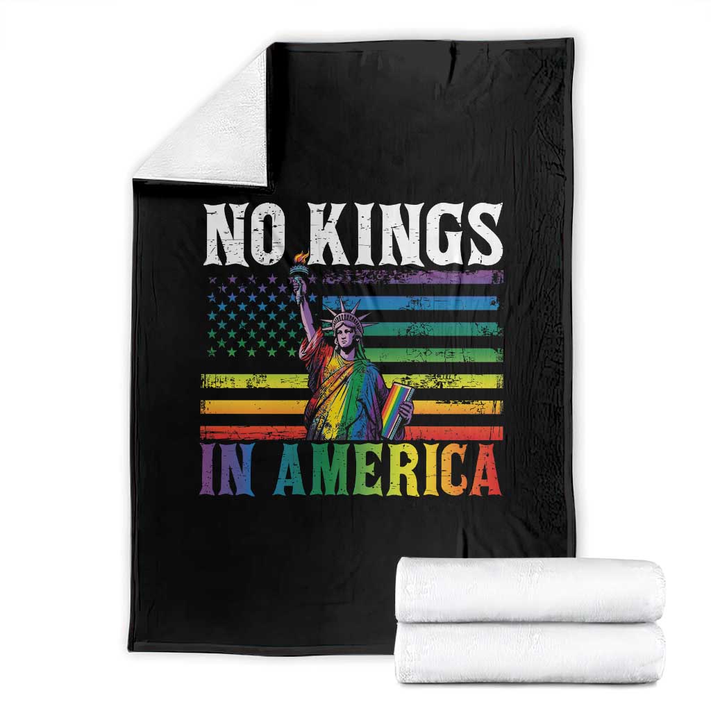 No Kings In America LGBT Pride Throw Blanket Anti Authoritarian Political