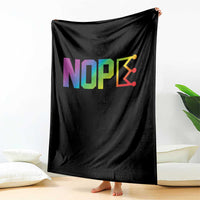 Nope No Kings Graphic Throw Blanket Humorous Political Gift