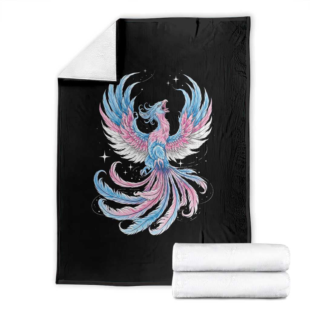 Transgender Phoenix Reborn Throw Blanket Trans Pride Flag Bird