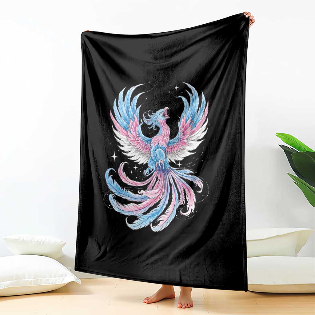 Transgender Phoenix Reborn Throw Blanket Trans Pride Flag Bird