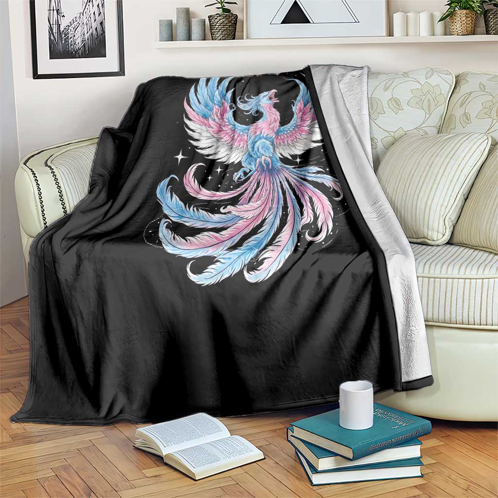 Transgender Phoenix Reborn Throw Blanket Trans Pride Flag Bird
