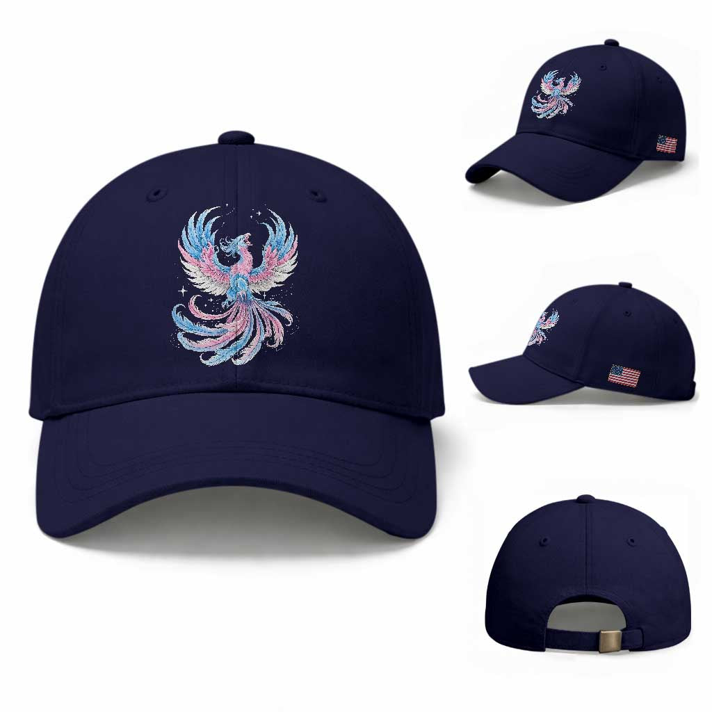 Transgender Phoenix Reborn Baseball Cap Trans Pride Flag Bird