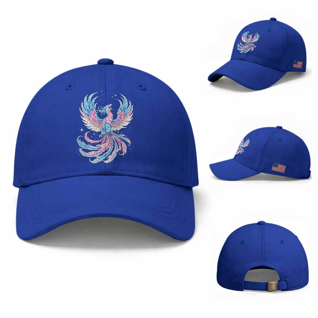 Transgender Phoenix Reborn Baseball Cap Trans Pride Flag Bird