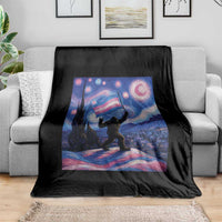 Bigfoot Starry Night Trans Rights Throw Blanket Sasquatch LGBTQ Pride