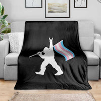 Bigfoot Rock On Trans Pride Flag Throw Blanket Sasquatch LGBTQ Ally