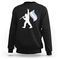 Bigfoot Rock On Trans Pride Flag Sweatshirt Sasquatch LGBTQ Ally