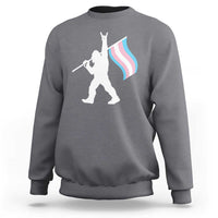 Bigfoot Rock On Trans Pride Flag Sweatshirt Sasquatch LGBTQ Ally