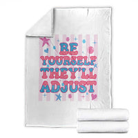 Striped Glitter Effect Printed Trans Rights Throw Blanket Be Yourself They Will Adjust