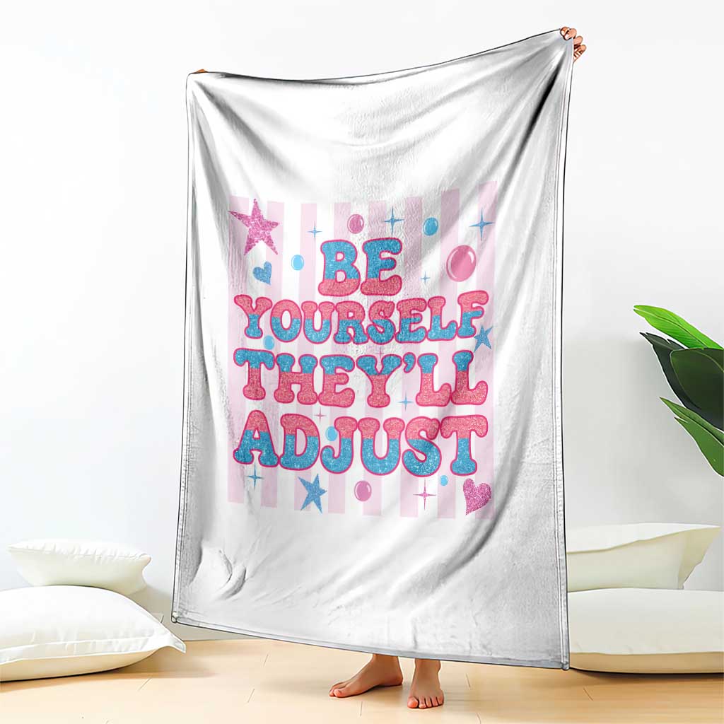 Striped Glitter Effect Printed Trans Rights Throw Blanket Be Yourself They Will Adjust
