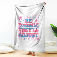 Striped Glitter Effect Printed Trans Rights Throw Blanket Be Yourself They Will Adjust