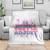 Striped Glitter Effect Printed Trans Rights Throw Blanket Be Yourself They Will Adjust