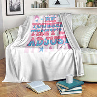 Striped Glitter Effect Printed Trans Rights Throw Blanket Be Yourself They Will Adjust