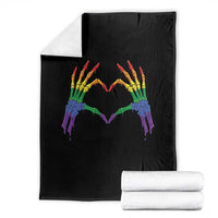 Rainbow Skeleton Heart Hands Throw Blanket LGBTQ Pride Support Graphic