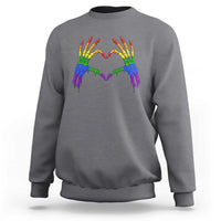 Rainbow Skeleton Heart Hands Sweatshirt LGBTQ Pride Support Graphic