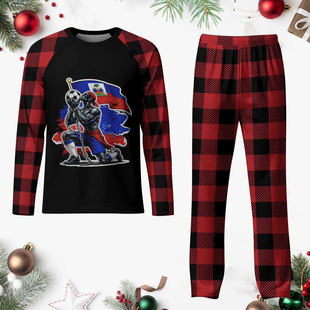 Proud Haiti Soccer Fan Plaid Pajama Set Ayiti Heritage Pride