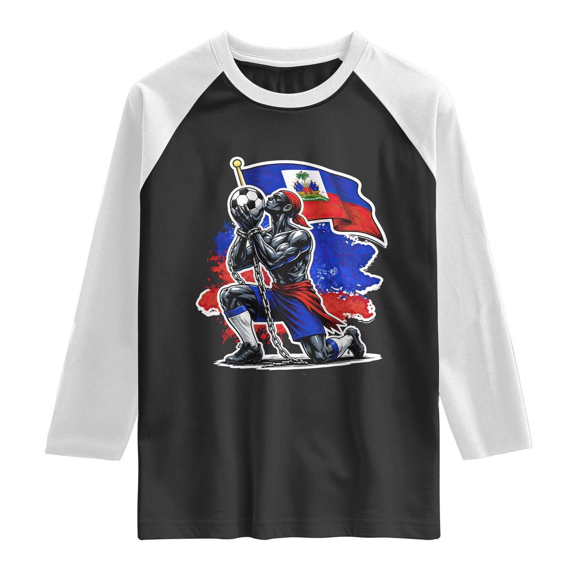 Proud Haiti Soccer Fan Raglan Shirt Ayiti Heritage Pride