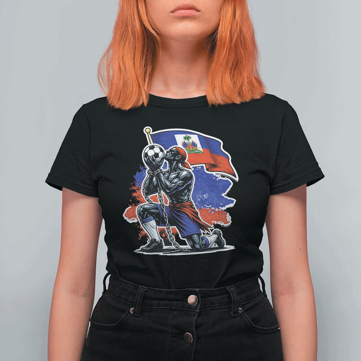 Proud Haiti Soccer Fan T Shirt For Women Ayiti Heritage Pride