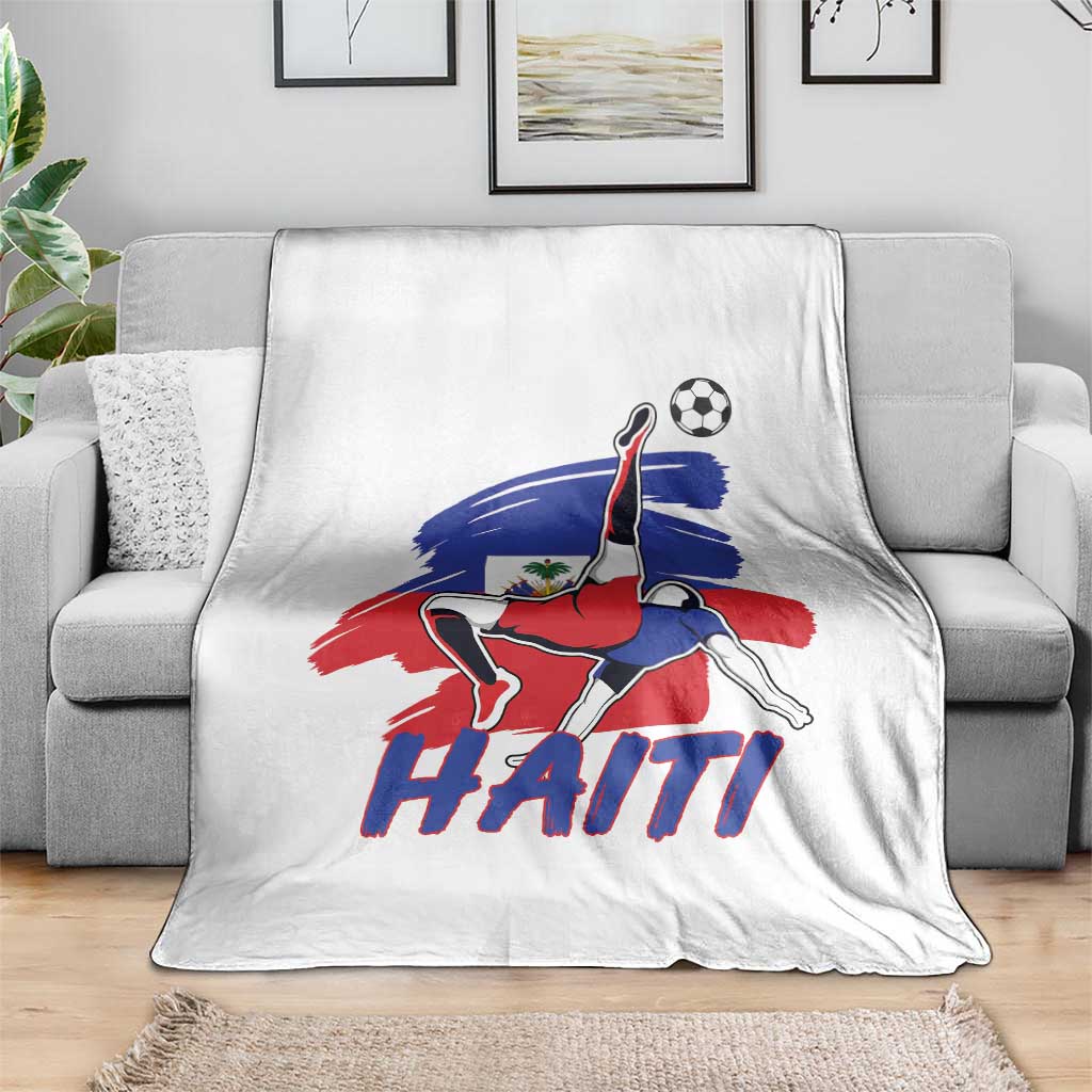 Caribbean Soccer Lover Gift Throw Blanket Haitian Heritage Pride