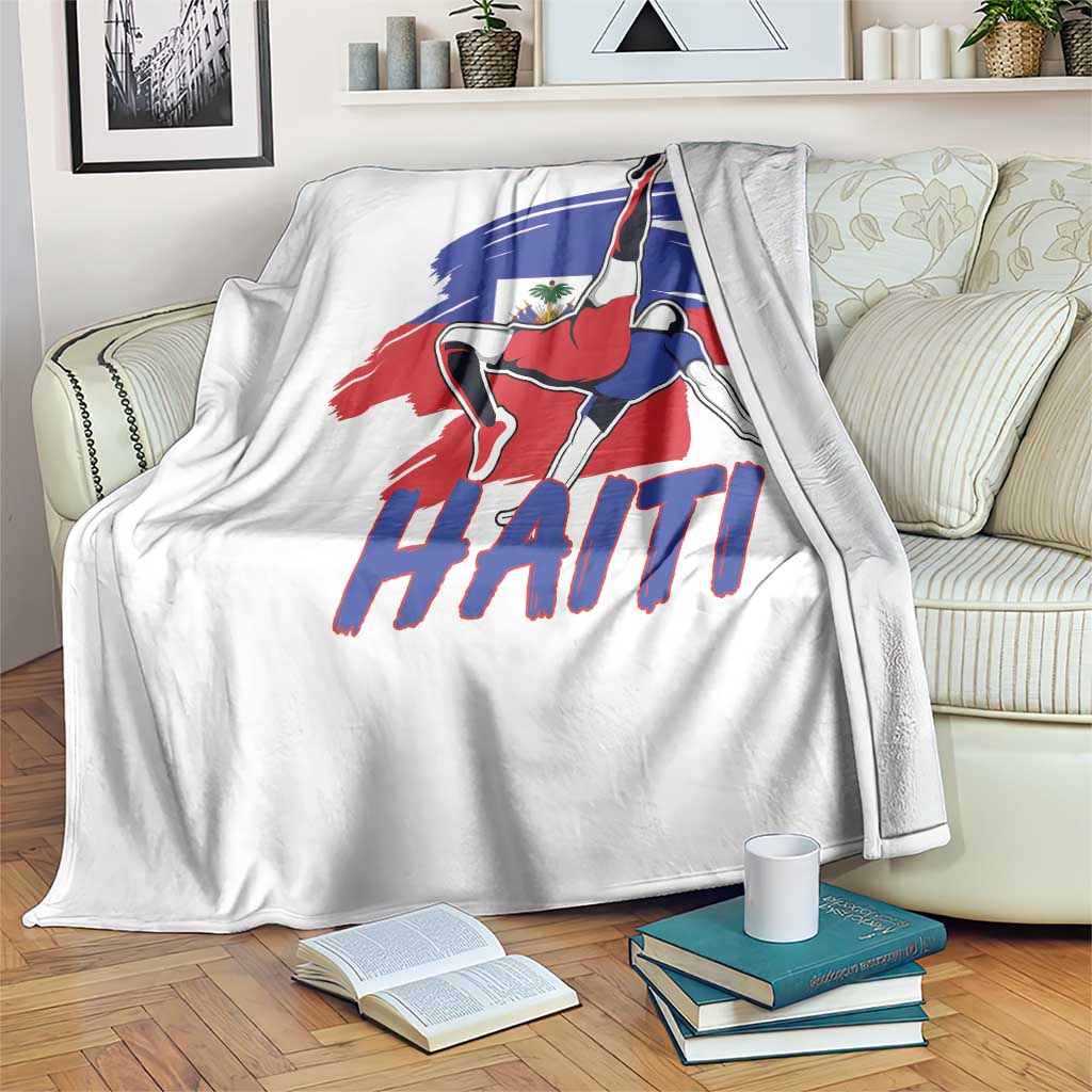 Caribbean Soccer Lover Gift Throw Blanket Haitian Heritage Pride