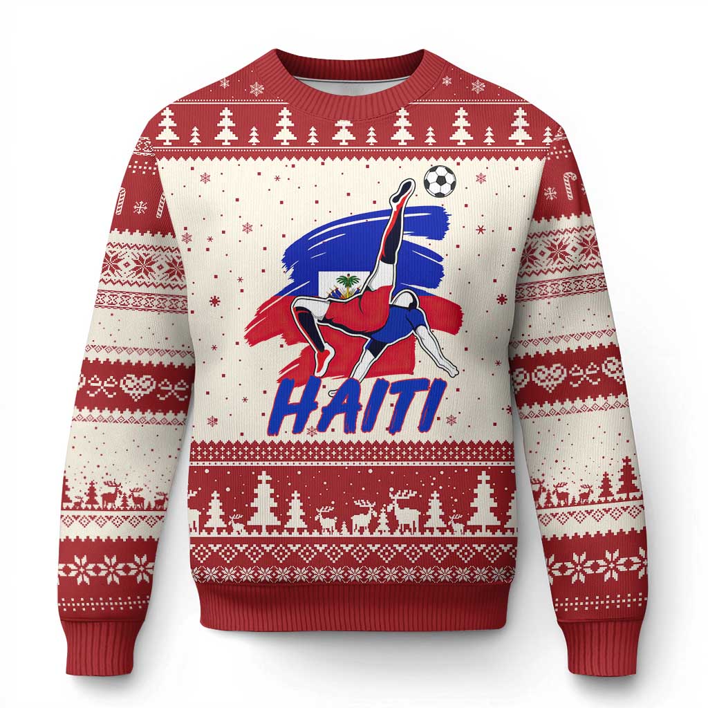 Caribbean Soccer Lover Gift Ugly Christmas Sweater Haitian Heritage Pride