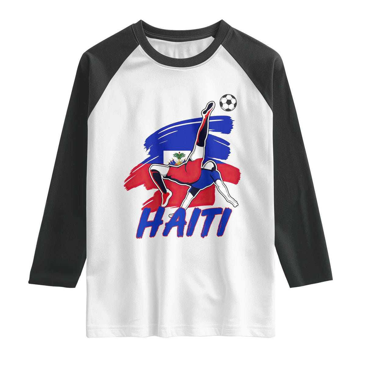 Caribbean Soccer Lover Gift Raglan Shirt Haitian Heritage Pride
