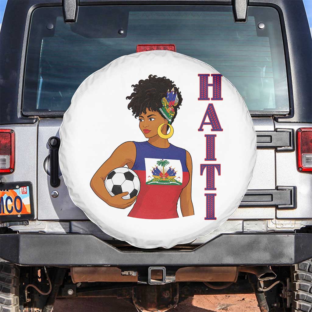 Haitian Soccer Fan Girl Spare Tire Cover Ayiti Heritage Pride Football Lover