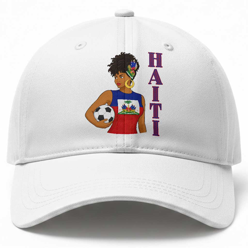 Haitian Soccer Fan Girl Baseball Cap Ayiti Heritage Pride Football Lover