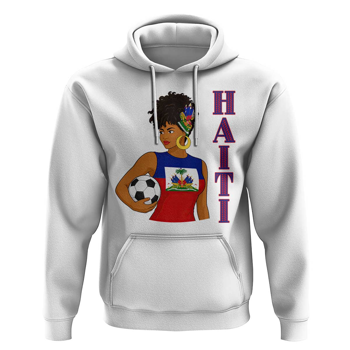 Haitian Soccer Fan Girl Hoodie Ayiti Heritage Pride Football Lover