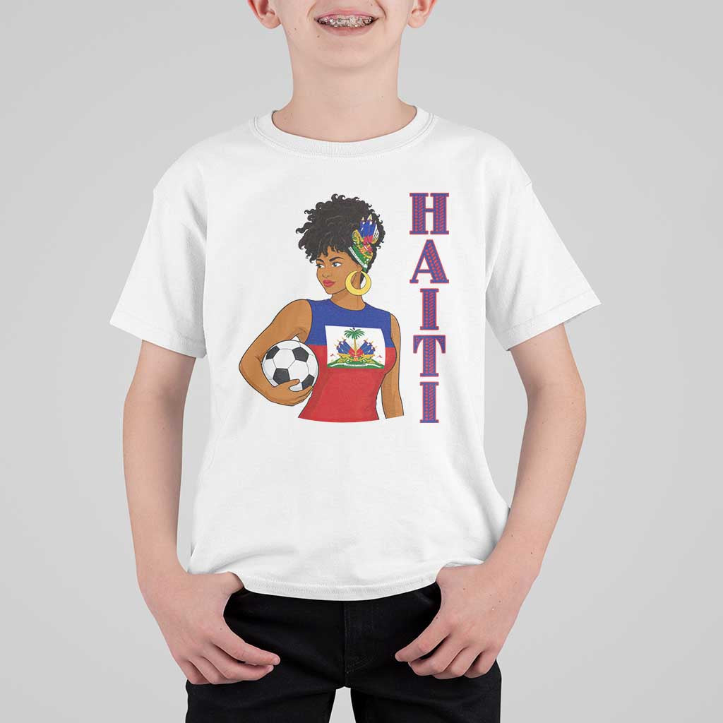Haitian Soccer Fan Girl T Shirt For Kid Ayiti Heritage Pride Football Lover