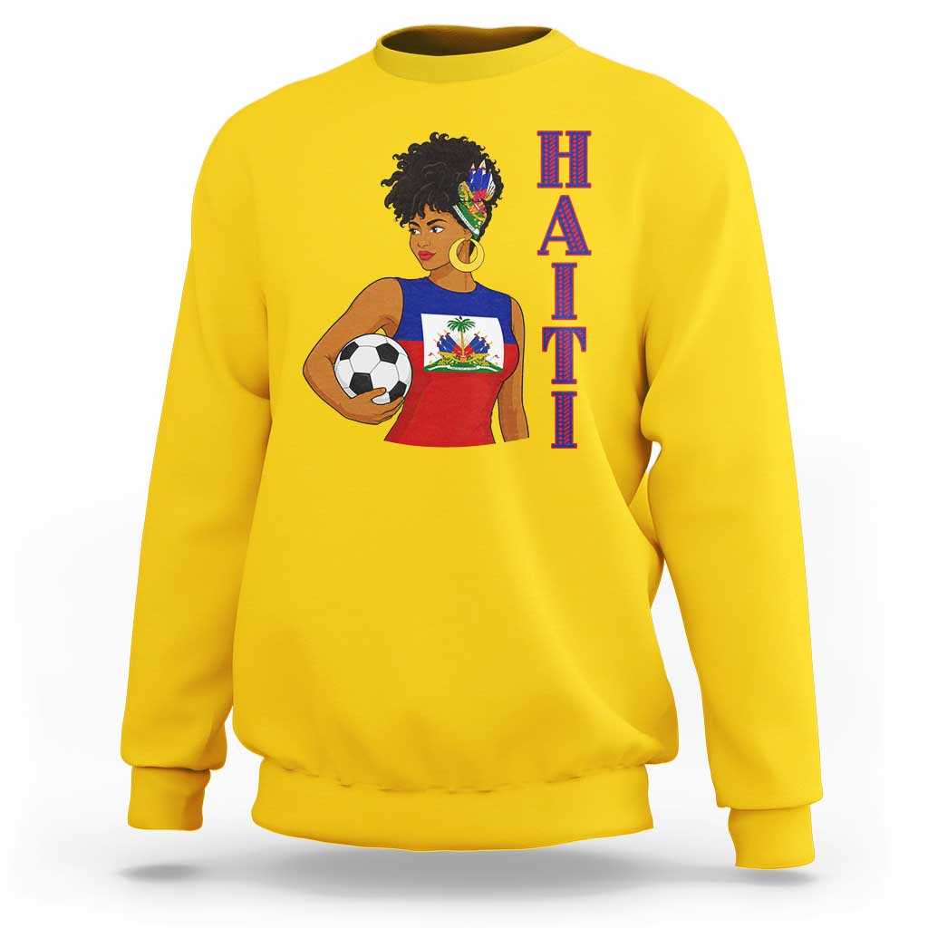 Haitian Soccer Fan Girl Sweatshirt Ayiti Heritage Pride Football Lover