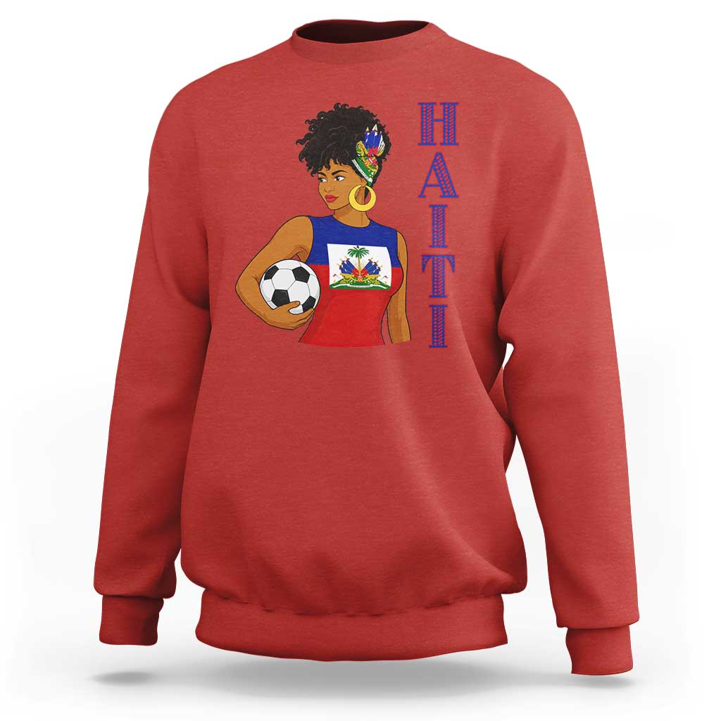 Haitian Soccer Fan Girl Sweatshirt Ayiti Heritage Pride Football Lover