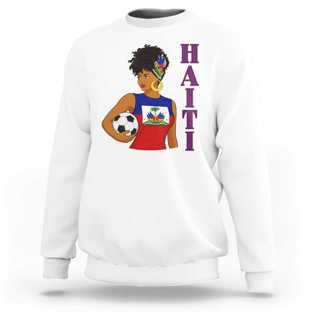 Haitian Soccer Fan Girl Sweatshirt Ayiti Heritage Pride Football Lover
