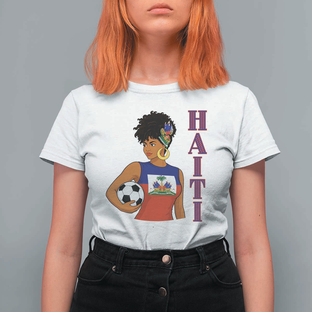 Haitian Soccer Fan Girl T Shirt For Women Ayiti Heritage Pride Football Lover