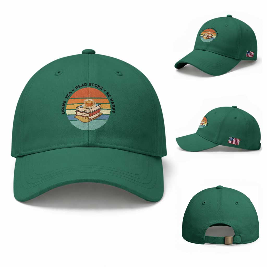 Drink Tea Read Books Be Happy Baseball Cap Book Worm Tea Cup